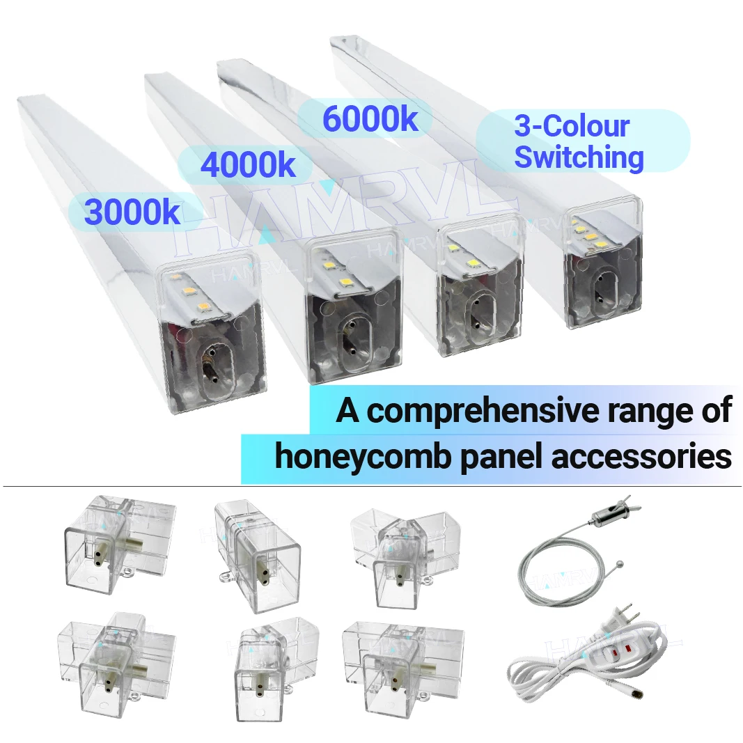 Dimmable DIY Hexagon Garage Light Connector Accessories Honeycomb LED Tube Suspension Wire Cable 4S Change Color 3000K 4000K 600