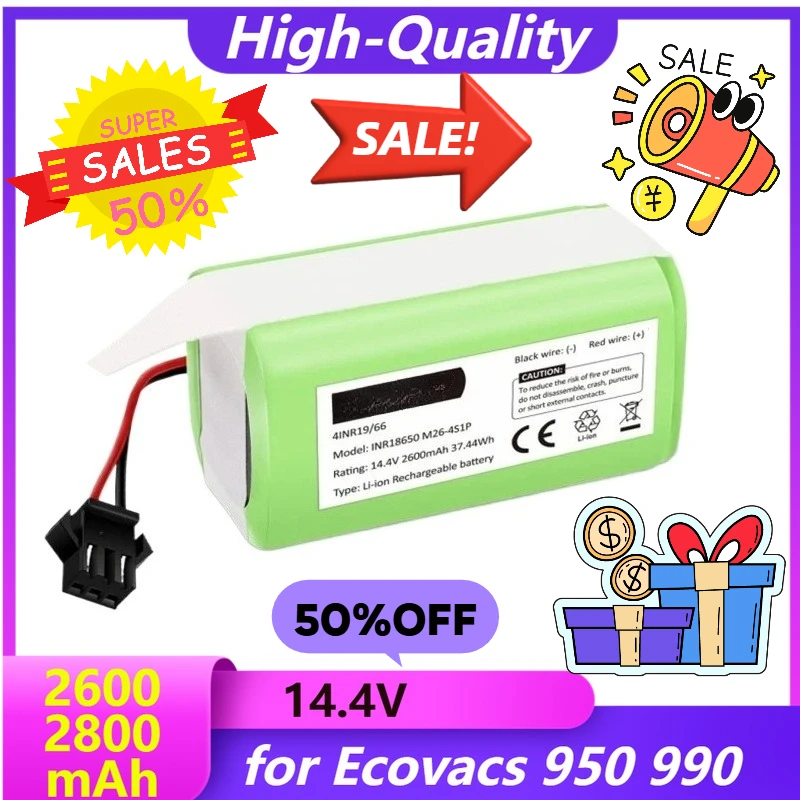 

14.4v 2600mAh 2800mAh for Ecovacs 950 990 1090 1790 Sweeping Robot Battery Rechargeable Batteries