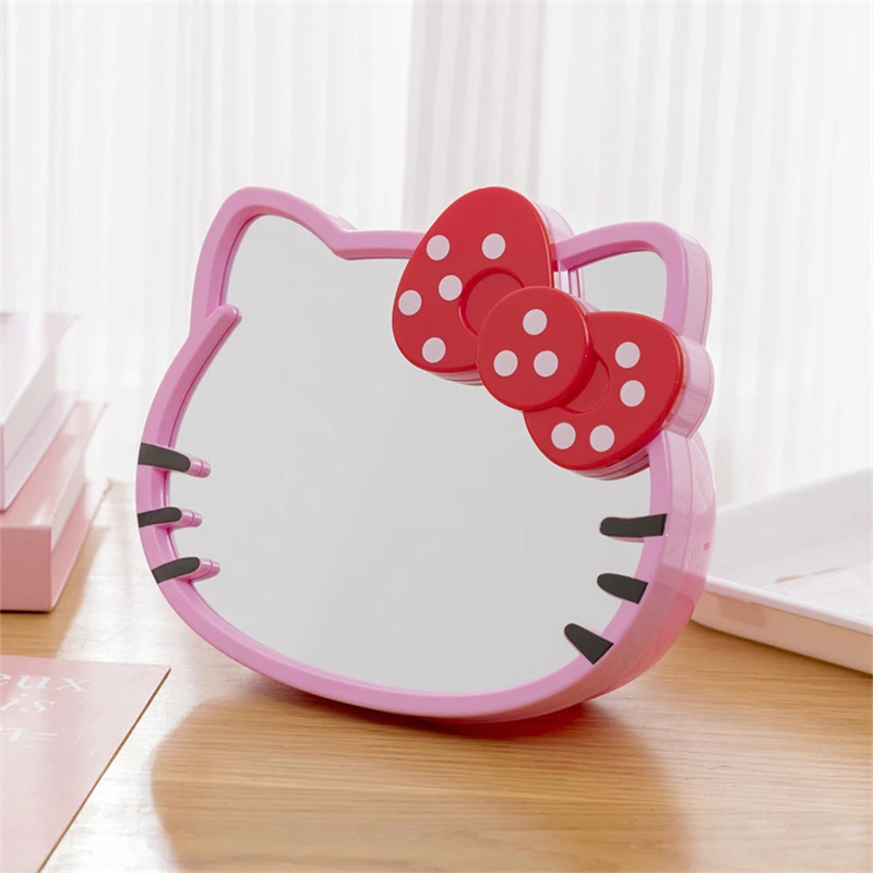 

New Sanrio Hello Kitty Makeup Mirror Kawaii Storage Rack Makeup Sundries Storage Cartoon Mirror Girls Gift