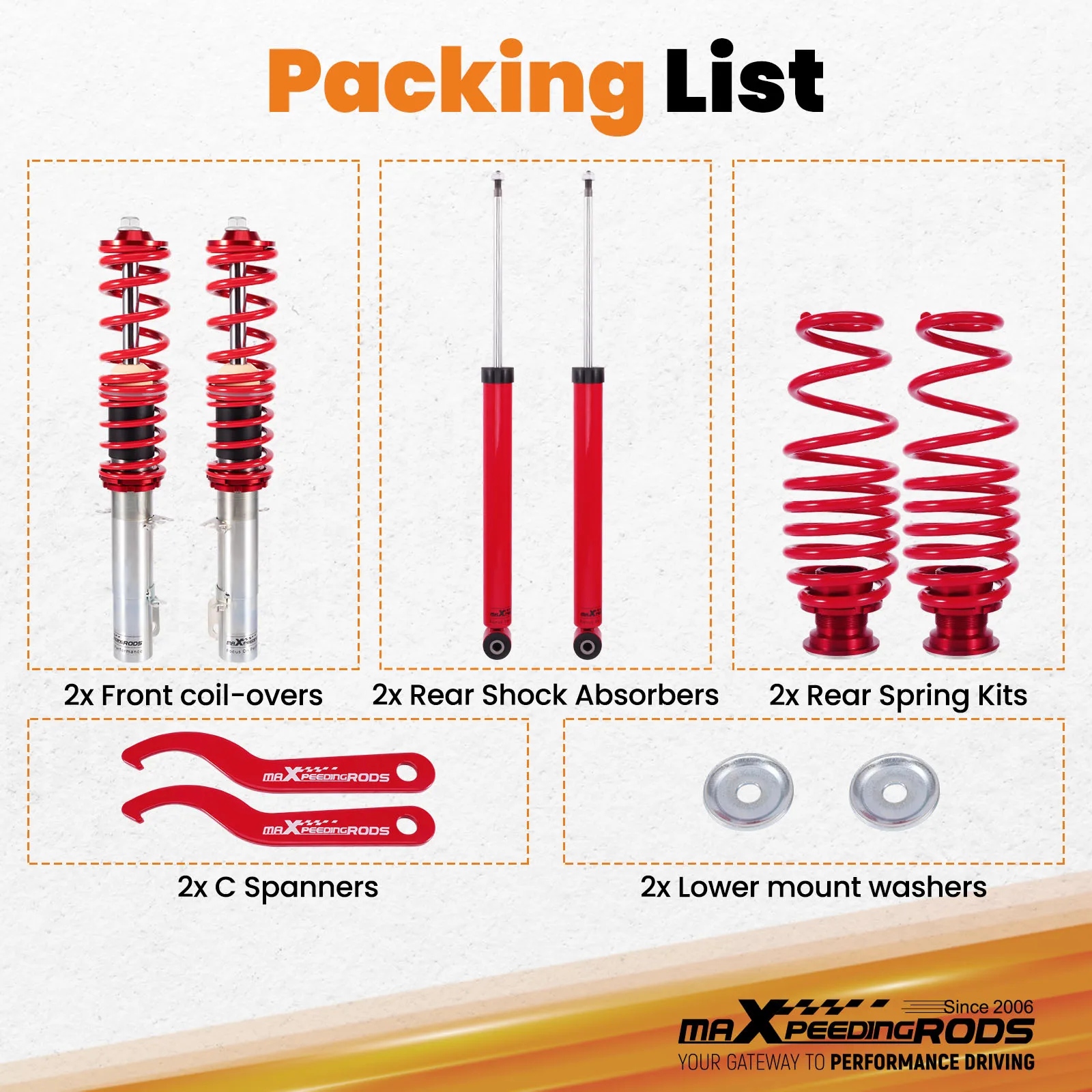 Coilover Suspension Shocks Springs Kit For For VW GOLF IV MK4 FWD 1998-2007