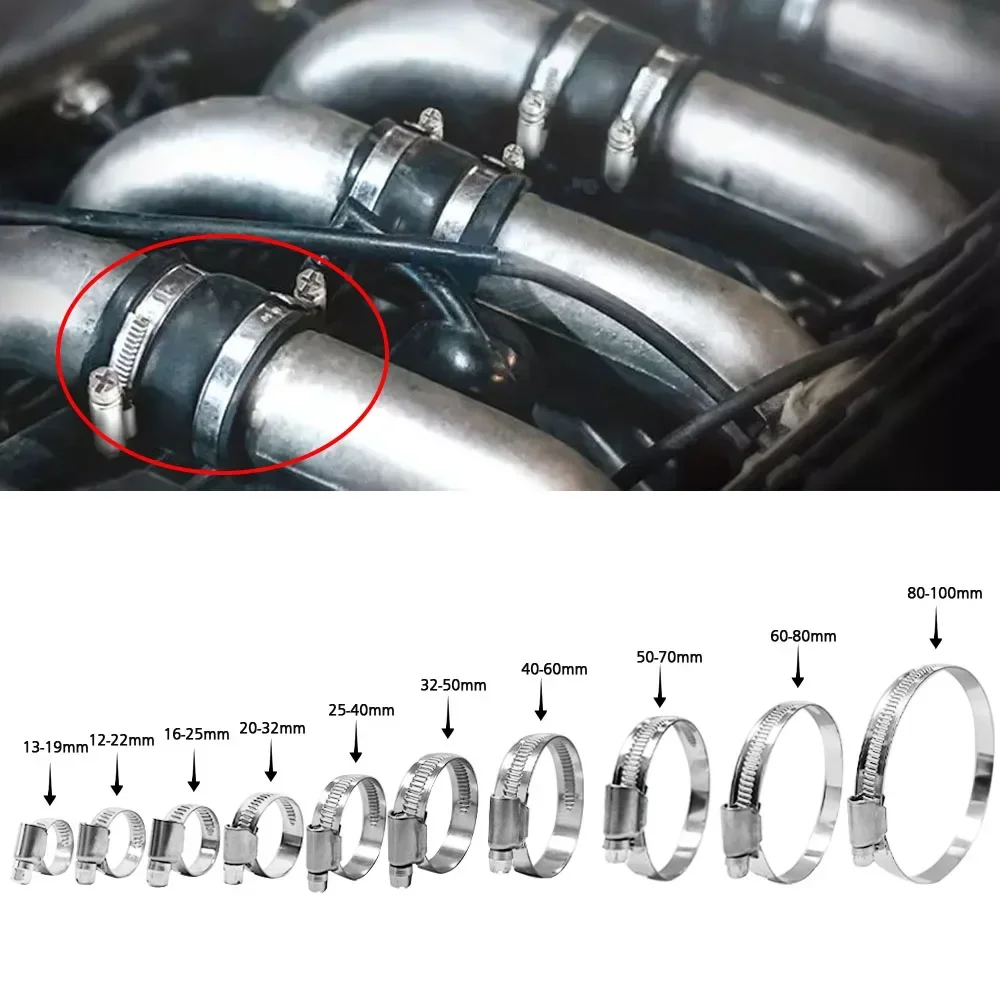 Universal Steel T‑Bolt Super Clamp Kit + Silicone Turbo Hose Coupler 12‑100mm Exhaust Downpipe Auto Parts