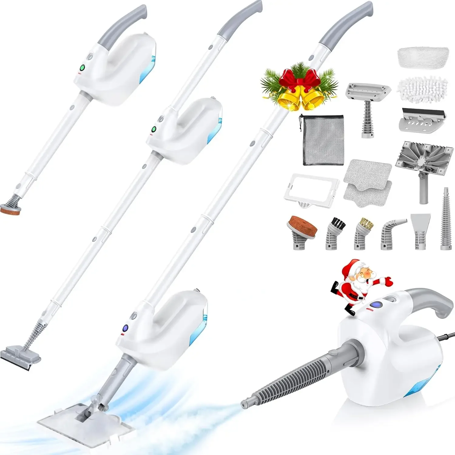 

10-in-1 Steam Mop with Detachable Handheld Steamer, Multi & Up Steam Mops for Floor Cleaning with 350ml Tank, 10s Heat-Up, 2-Lev