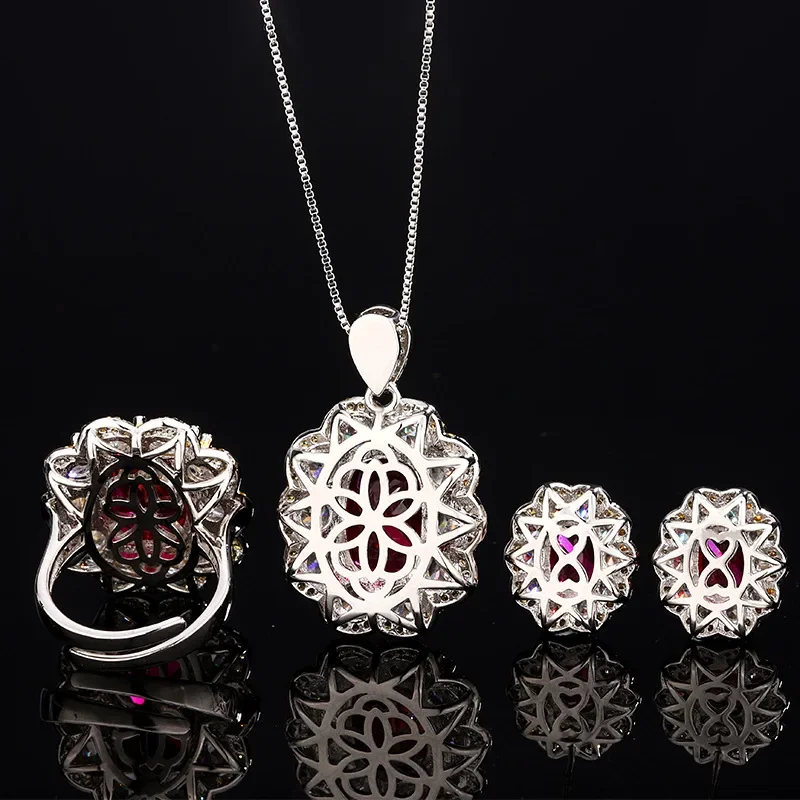 الراقية مجوهرات جوهرة مطلي 18K الذهب الأحمر اكسيد الالمونيوم الراقية الرجعية مجموعة المرأة 10*14-8*10 مجوهرات #4