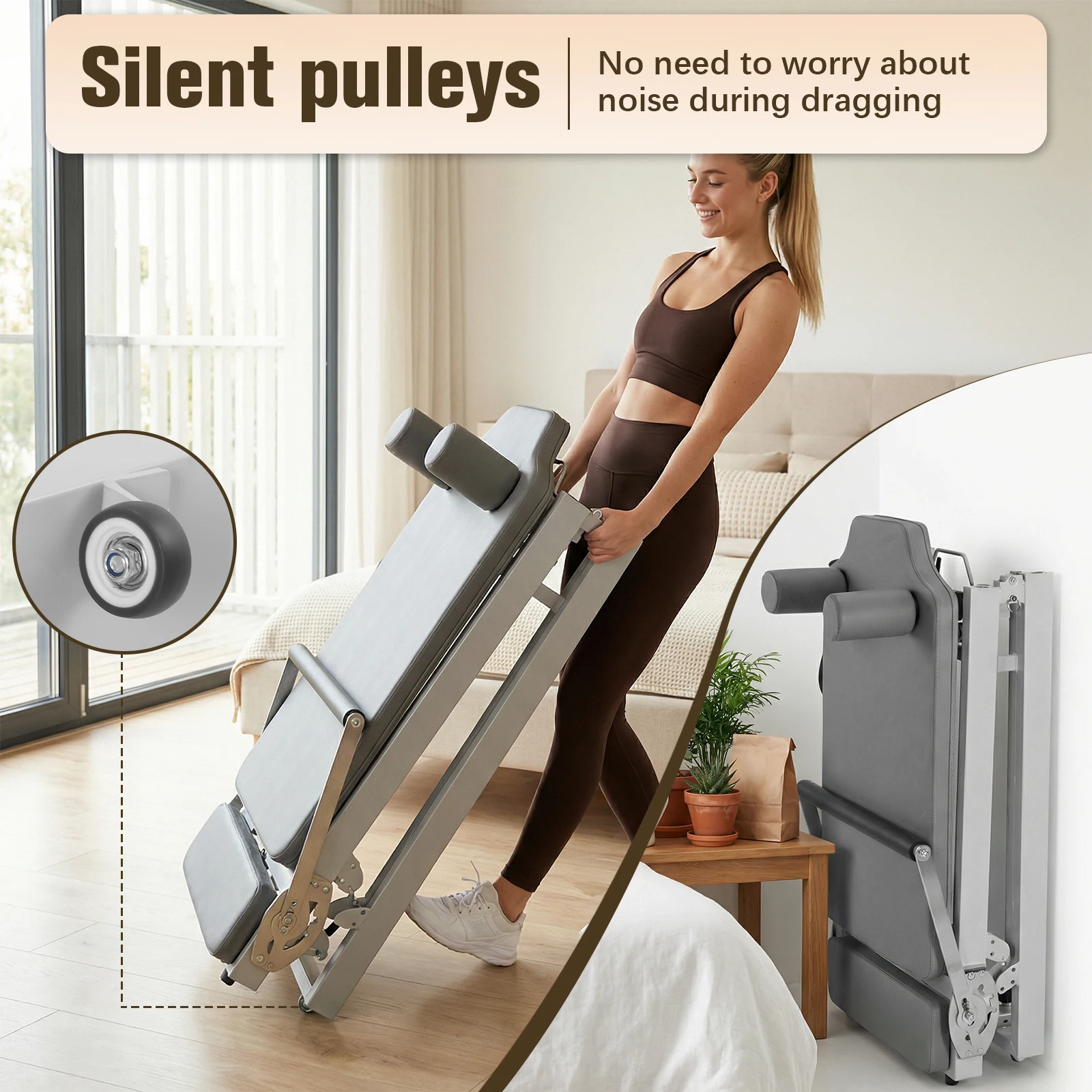 78 In Foldable Pilates Machine with Springs Resistance Quick-Assembly Pilate Reformer 300 LBS Capacity Suitable for All Levels view 5