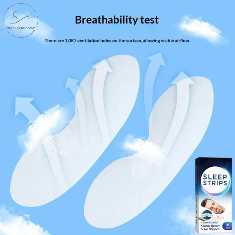 Anti Snoring Sleep Strips 90Pcs Disposable Non-irritating Mouth Tape Improve Nose Breathing for Night Sleep Aid