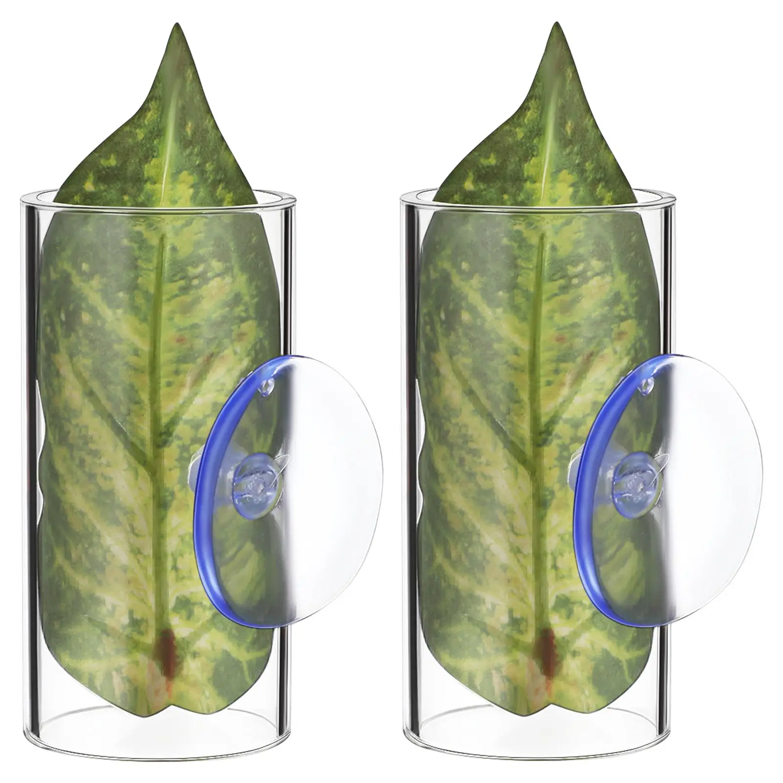 

2 Pcs Acrylic Betta Fish Tunnel with Artificial Leaf Hideout for Aquarium Tank Caves Hides Decor Fish Tube Pet Supplies