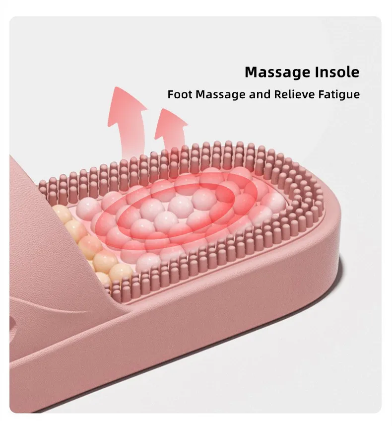 Summer Women Men Massage Slippers Soft Comfortable Couples Anti-Slip Thick Sole Slides Home Bathroom Indoor Outdoor Casual Shoes - view 2