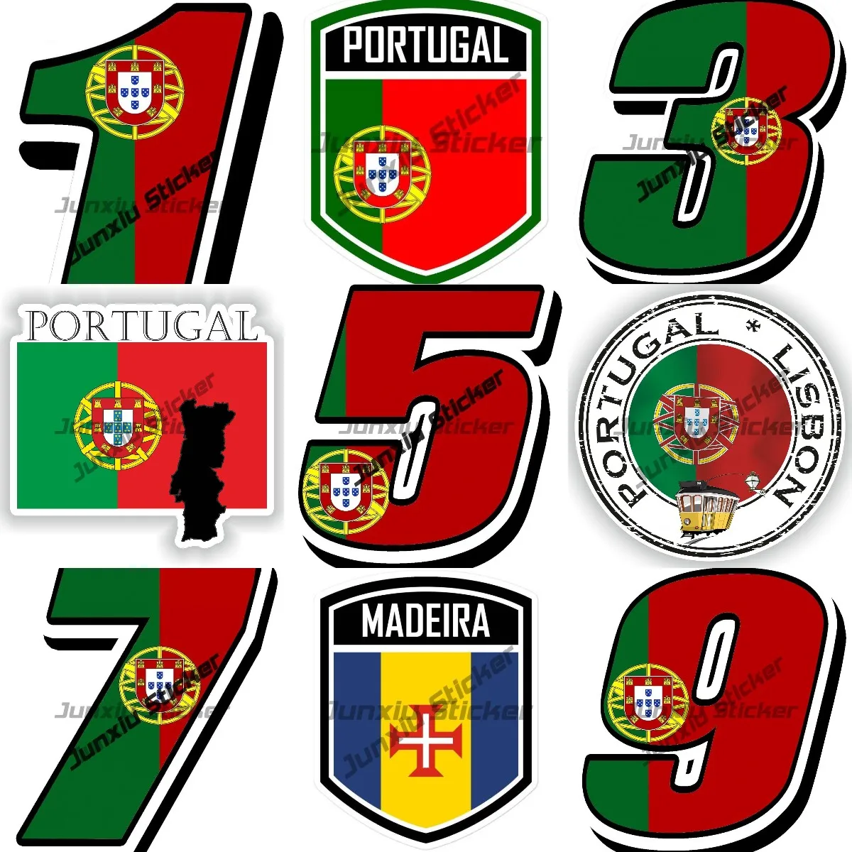 

Portugal Lisbon Seal Round Flag Decal Portugal Map Flag Silhouette Emblem Stickers for SUV Laptop Book Fridge Car Accessories