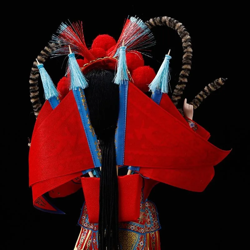 Chinese Quintessence Beijing Silk Figurine Ornament Ancient Style Peking Mask Doll Character Statue Collectible Home Decor Gift