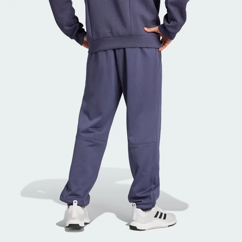 Adidas Sweat Wicking Button Zip Waist Tapered Zip Pockets Running Long TrousersIW8416