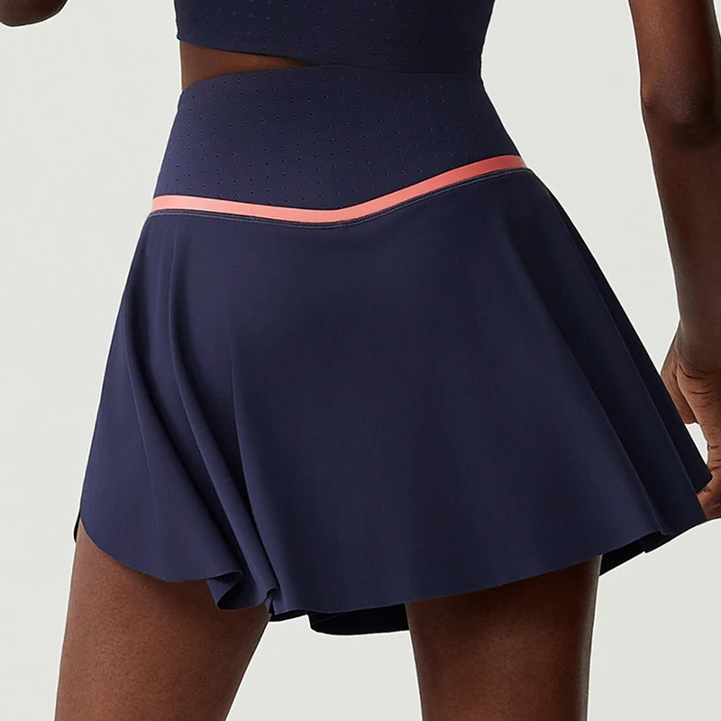 Summer Tennis Skirt Women High Waist 2 In 1 Outdoor Running Skort Breathable Quick Dry Gym Shorts Female Golf Sportswear