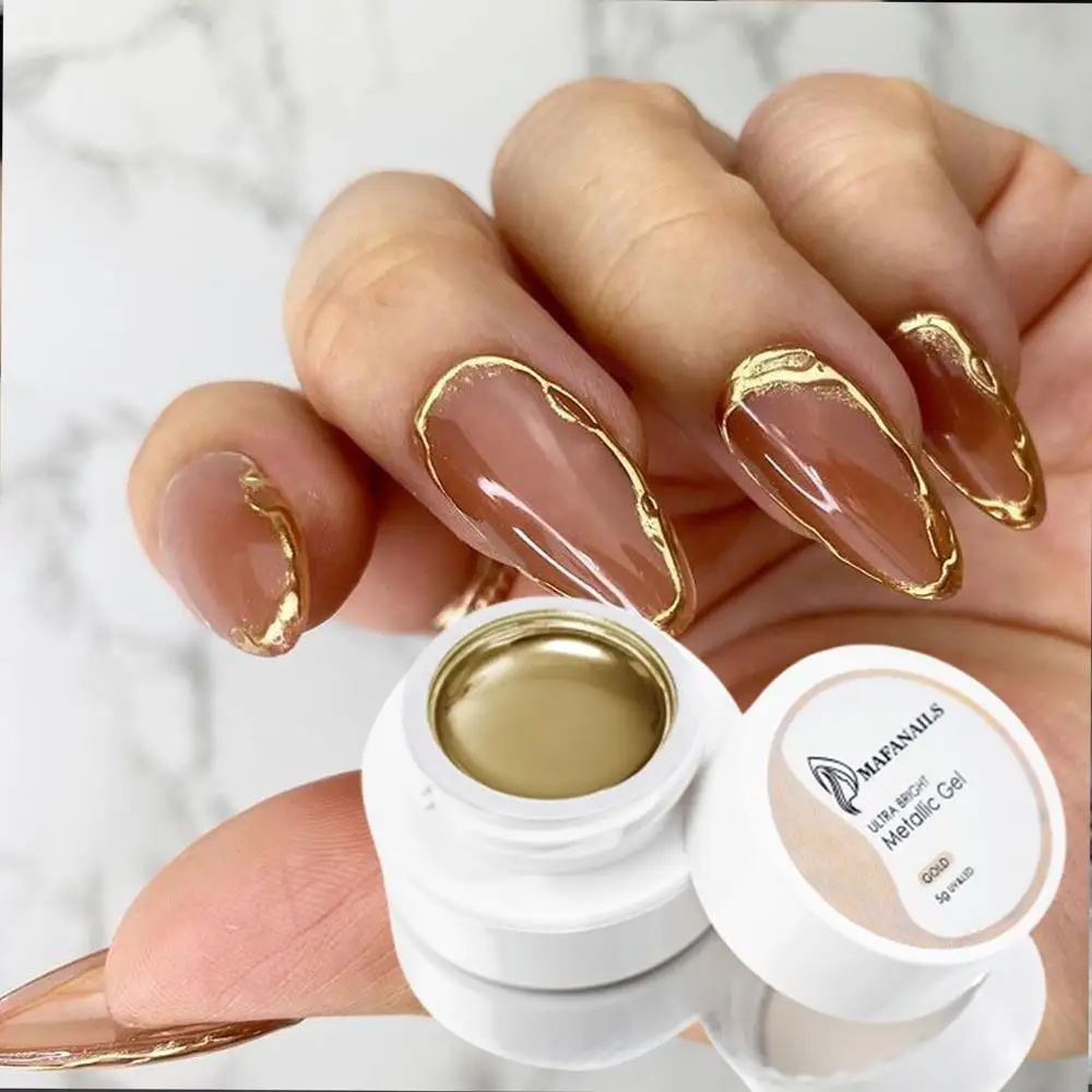1 Stück Metallischer Gold/Silber Roségold Spiegel-Nagellack 3D Chrom-Malerei-Gel Glänzender Zeichnungsgel für Französische Linien UV-Maniküre-Kunstlack