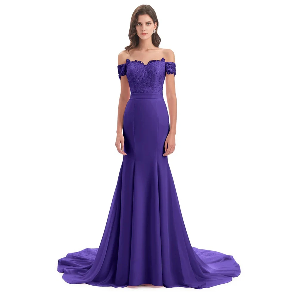 

DRESS FORU Elegant Evening Dresses Jersey for Floor-Length Off the Shoulder Prom Dress Mermaid Vestidos De Fiesta Customized