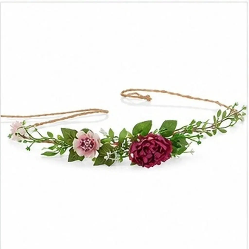 2Pcs Sparkling Pearl Floral Head Garland Set Bridal Flower Crown for Seaside Wedding Bridesmaids Beach Vacation Creative Warm