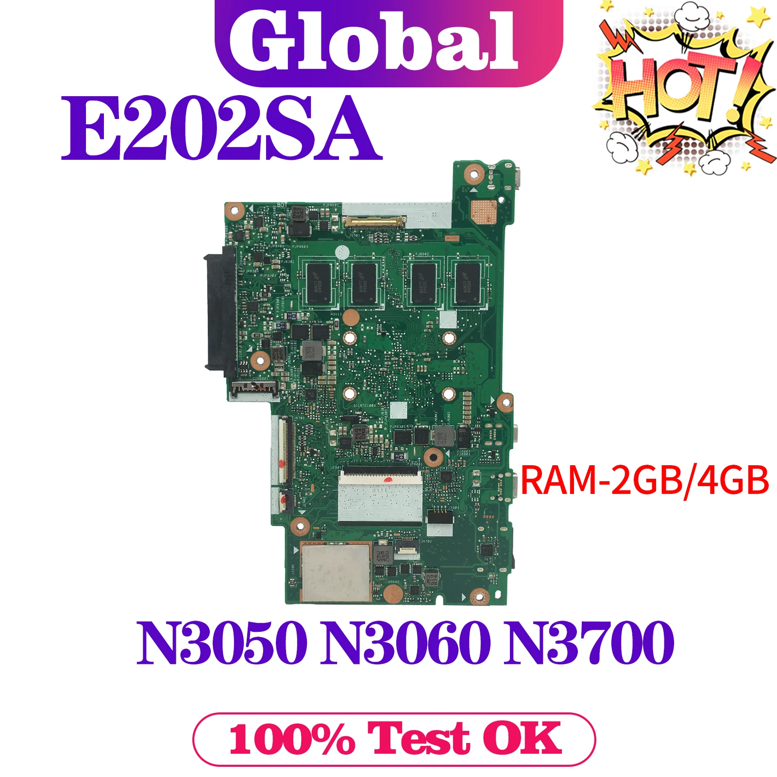 

KEFU Notebook E202SA Mainboard For ASUS EeeBook E202S E202 Laptop Motherboard With N3050 N3060 N3700 4G/2G-RAM Maintherboard