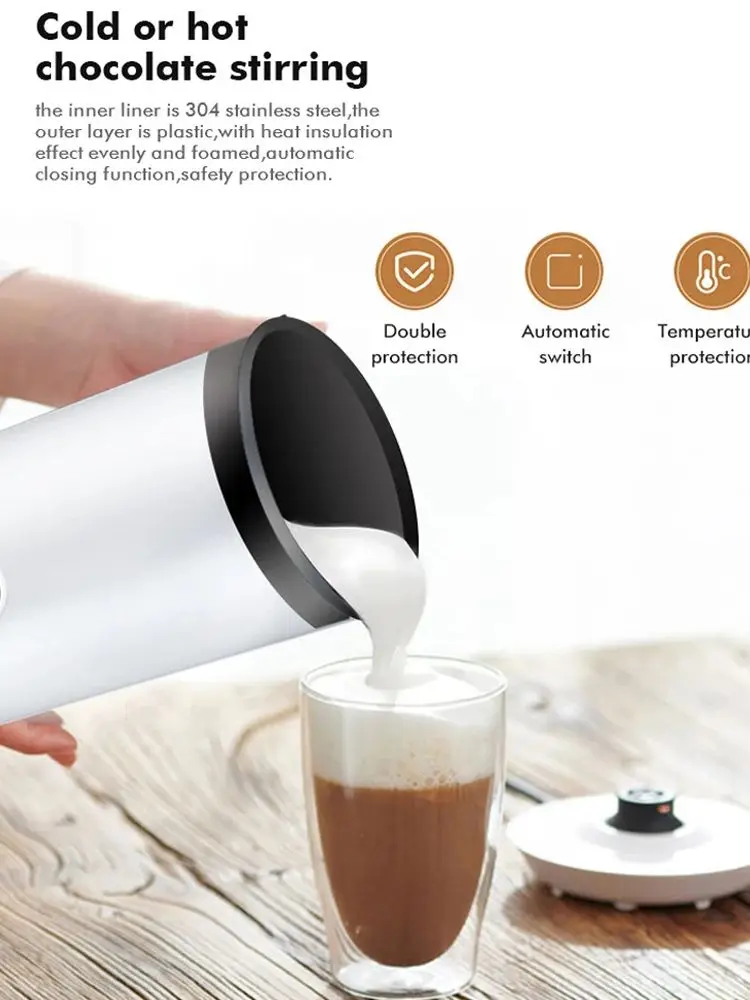 Detachable Milk Frother 8.45oz/250ml Electric Milk Frother and Steamer with Touch Control 600W Silent Operation 2 in 1 Hot/Cold