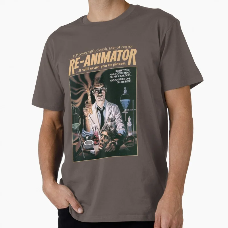 Re Animator 1985 Retro zombie horror movie Scary Halloween Gift T shirt for men Large size Tops printed clothes