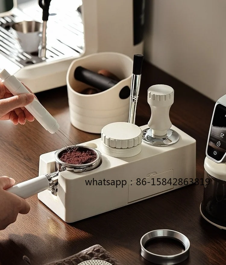 Coffee Tamper Press Base Kit, Universal Coffee Machine Powder Dispenser Complete Storage Tools Set
