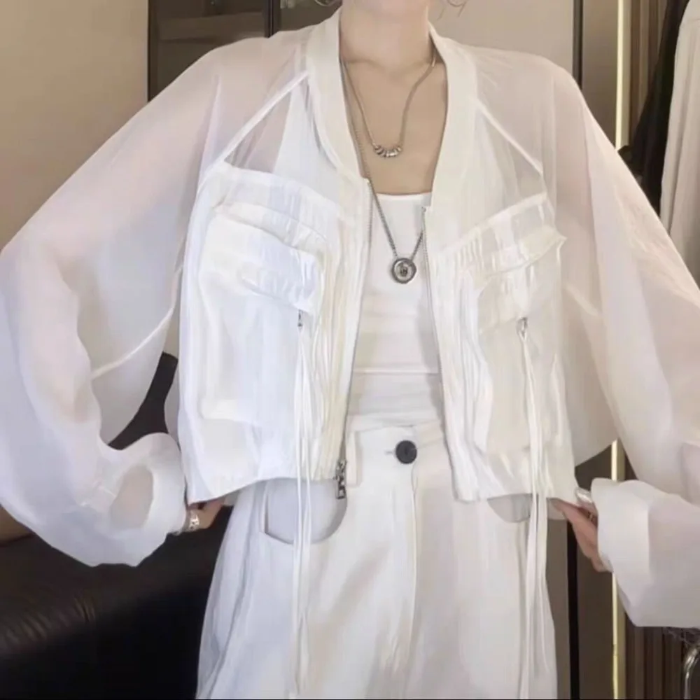 Y2k Pockets Zipper Roupas Feminina Sun-protective Ropa Mujer Safari Style Casaco Feminino Spicy Girl Roupa Women's Jackets