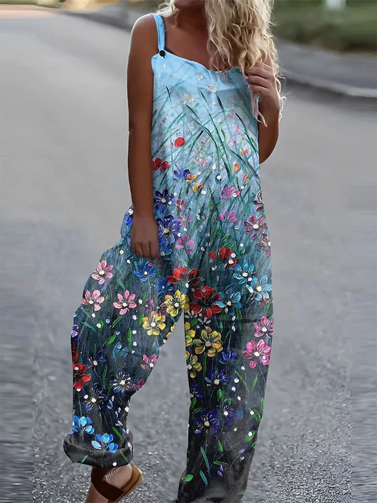 Vestido largo de algodón con tirantes para mujer, pantalones de marca de moda, estampado de moda urbana, cintura media, cáñamo blanco de algodón,