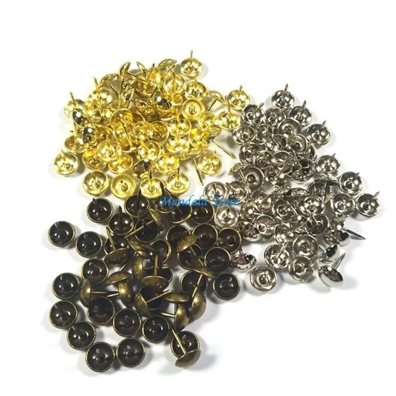 U2JC حزمة من 500 قطعة من دبابيس الإبهام ذات الرأس المسطح المطلية بالنيكل ديكور المنزل مستلزمات المكتب دبابيس ضغط مستديرة دبوس #4