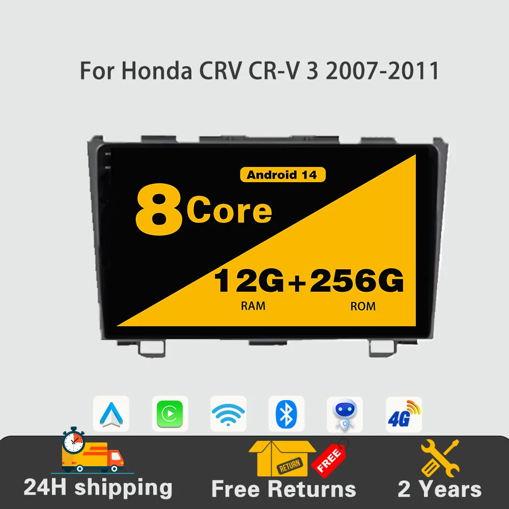 

Android 14 Car Radio Multimedia Player Stereo Navigation GPS 4G Carplay QLED Screen IPS Head Unit For Honda CRV CR-V 3 2007-2011