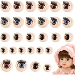 16 Pairs 3D Safety Eyes with Eyelash 4 Style Puppet Eyes Amigurumi Craft Cartoon Movable Eye Half Round Stuffed