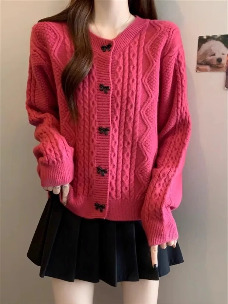 

Thiened Long Sve Knitted Sweater Coat for plus Size Women Autumn Winter Loose Fit Casual Sle Button up Cardigan Top