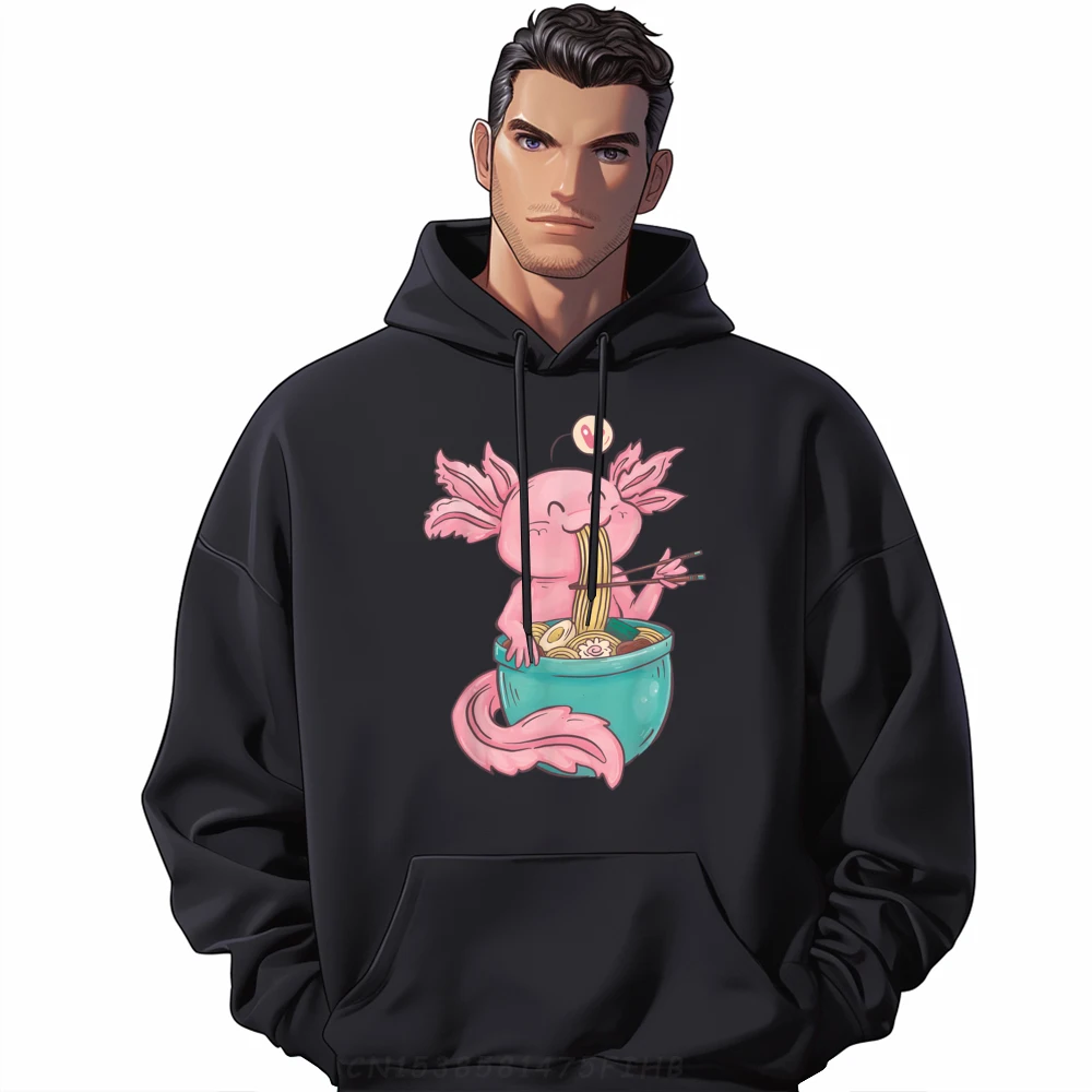 

Cute Axolotl with Ramen Bowl Printed Hoodie Eco-friendly and healthy New Shirts And Oversize Long Sleeve Loose