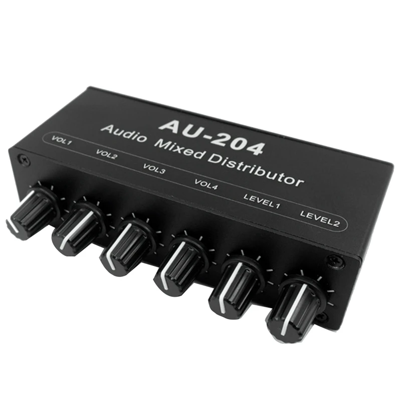 AU-204 Stereo Audio Signal Mixer Board Headphone Driver Power Amplifiers Mixer Distributor 3.5MM Durable Easy To Use