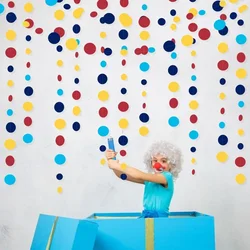 Red Blue Yellow Circus Birthday Party Decorations Circle Garlands Hanging Paper Polka Dots Carnival Clown Fiesta Party Streamers