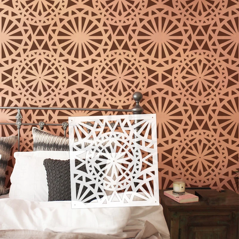 40cm - 80cm Stencil Wall For Painting Decorative Decor Template Furniture Geometric Islamic Muslim Ornaments Arabesque S174