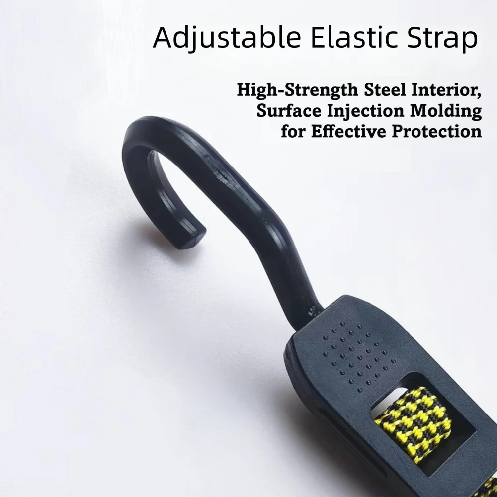 Adjustable Length Cargo Tie Down Straps Rubber Hooks High Elasticity Bungee Cord Straps Flat Wide Design Thickened Design