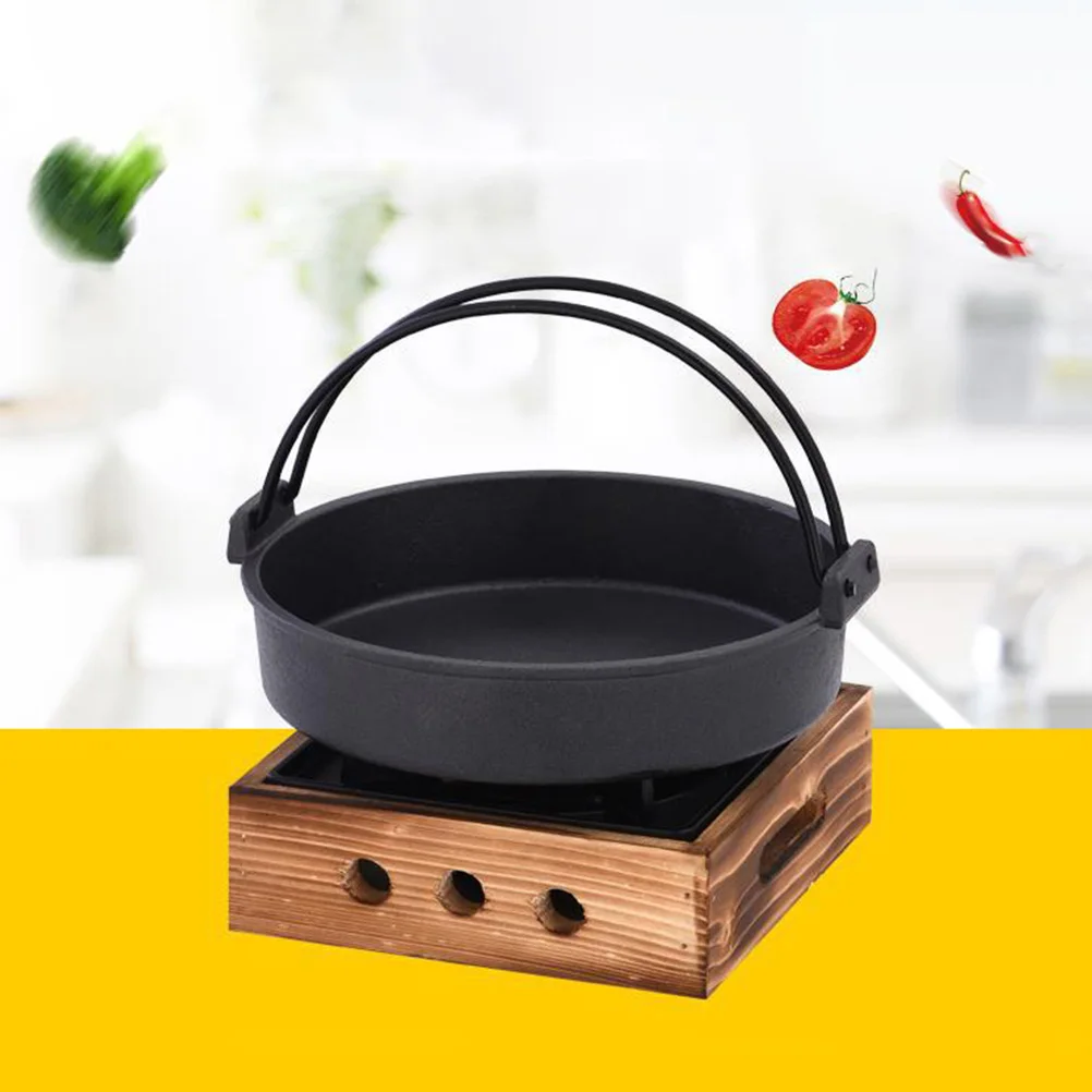 

Premium Cast Iron Sukiyaki Pot Non-Stick Thickened Handle Cooking Pan For Stove Heat Resistant Easy Clean Household