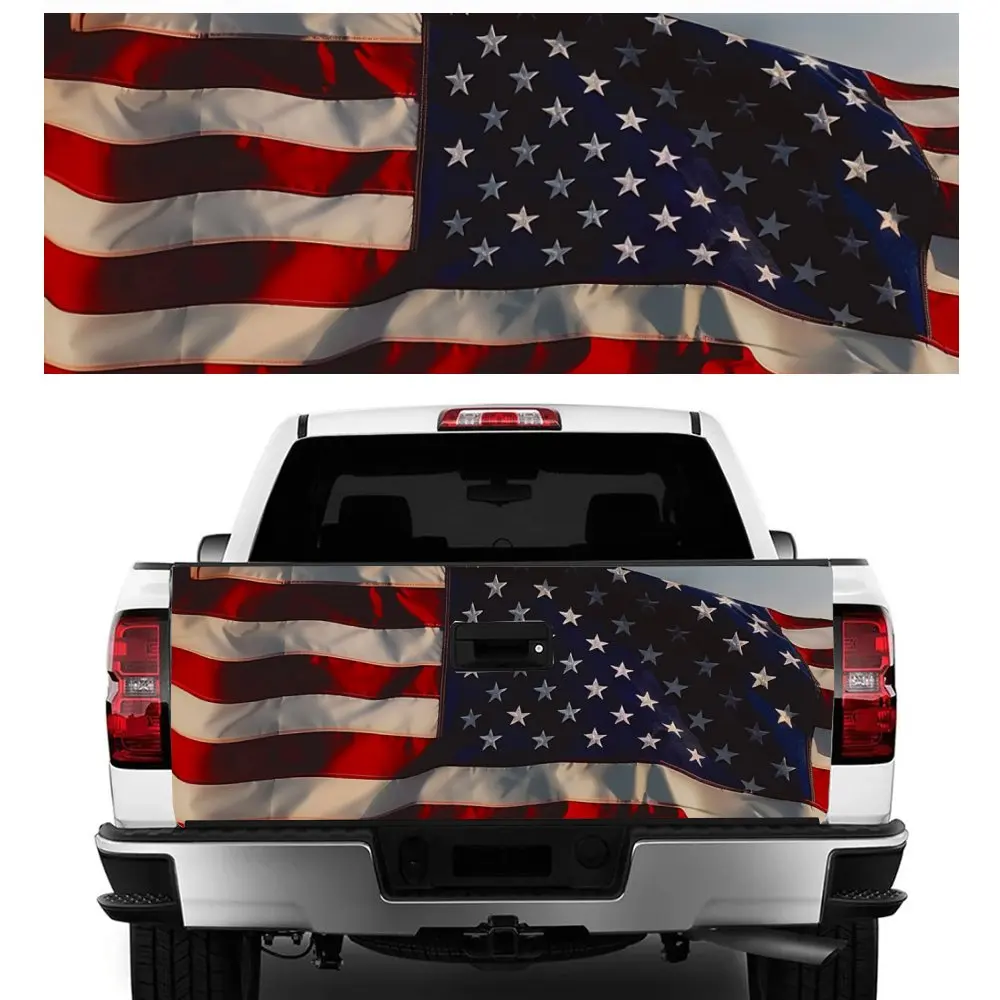 

USA Flag Vintage Style Stained Car Tail Trunk Protect Vinly Decal Auto Accessories Hood Decoration Sticker for Off-road Pickup