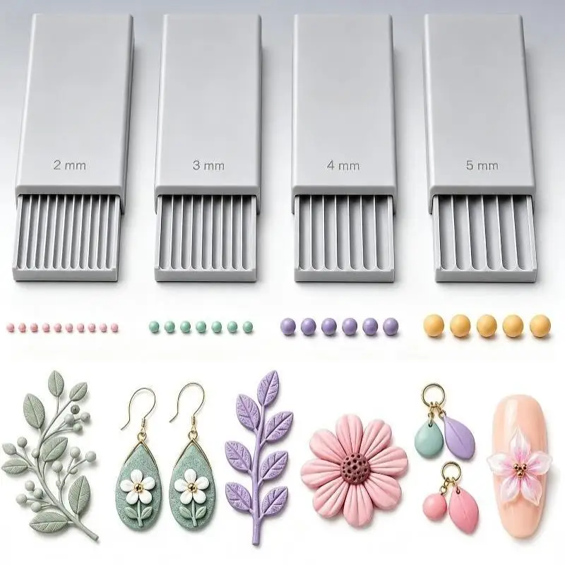 3D-Druck-Gel-Kugelformer, Nagelkunst-Perlenroller für 3D-Gel-Blumen | Mit 2mm 3mm 4mm 5mm Rillen, Kugelform-Gießform – Detail 2