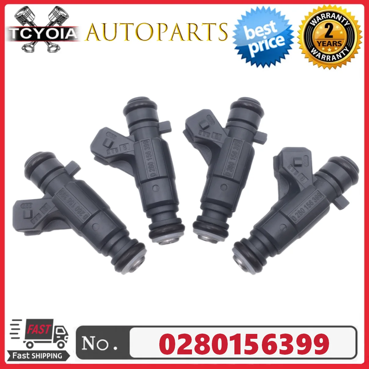 4 unids/lote inyector de combustible 0280156399 032906031P para Volkswagen Saveiro 2010-2019 CrossFox Gol SportVan L4 1.6L