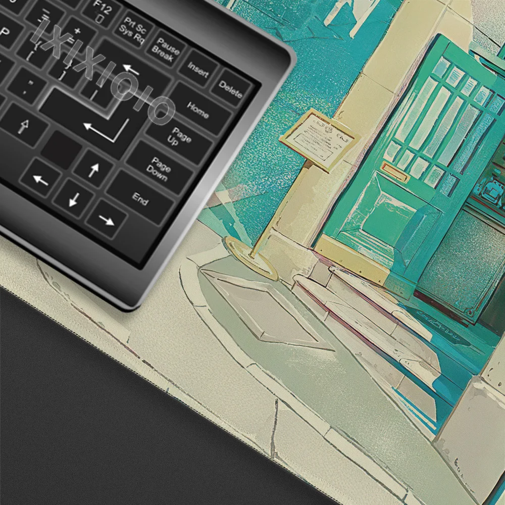 Mouse Pad Gaming Anime Green Japanese Street printon demand Home Mousepad XXL Mechanical Keyboard Pad Natural Rubber Table Mat