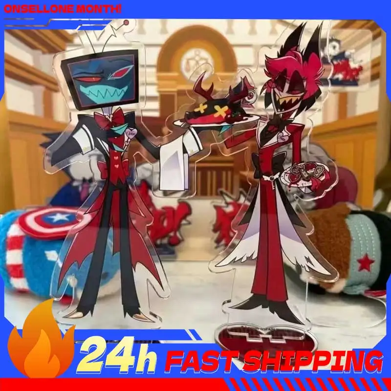 2pcs Hazbin Anime Peripherals Alastor Waiter Figure Acrylic Stand Vox Tailcoat Figure Acrylic Stand Collectible Re-ceration Toys