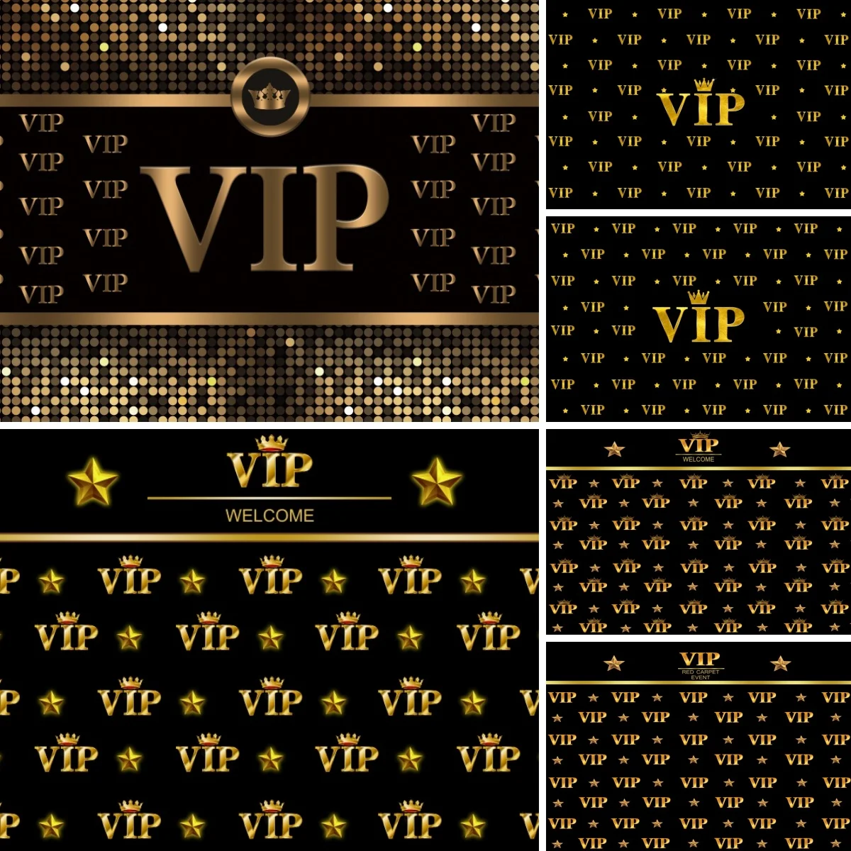 VIP Party Photography Background Royal Crown Black Golden Graduation Party Polka Dots Banner Photo Studio Customized Backdrops