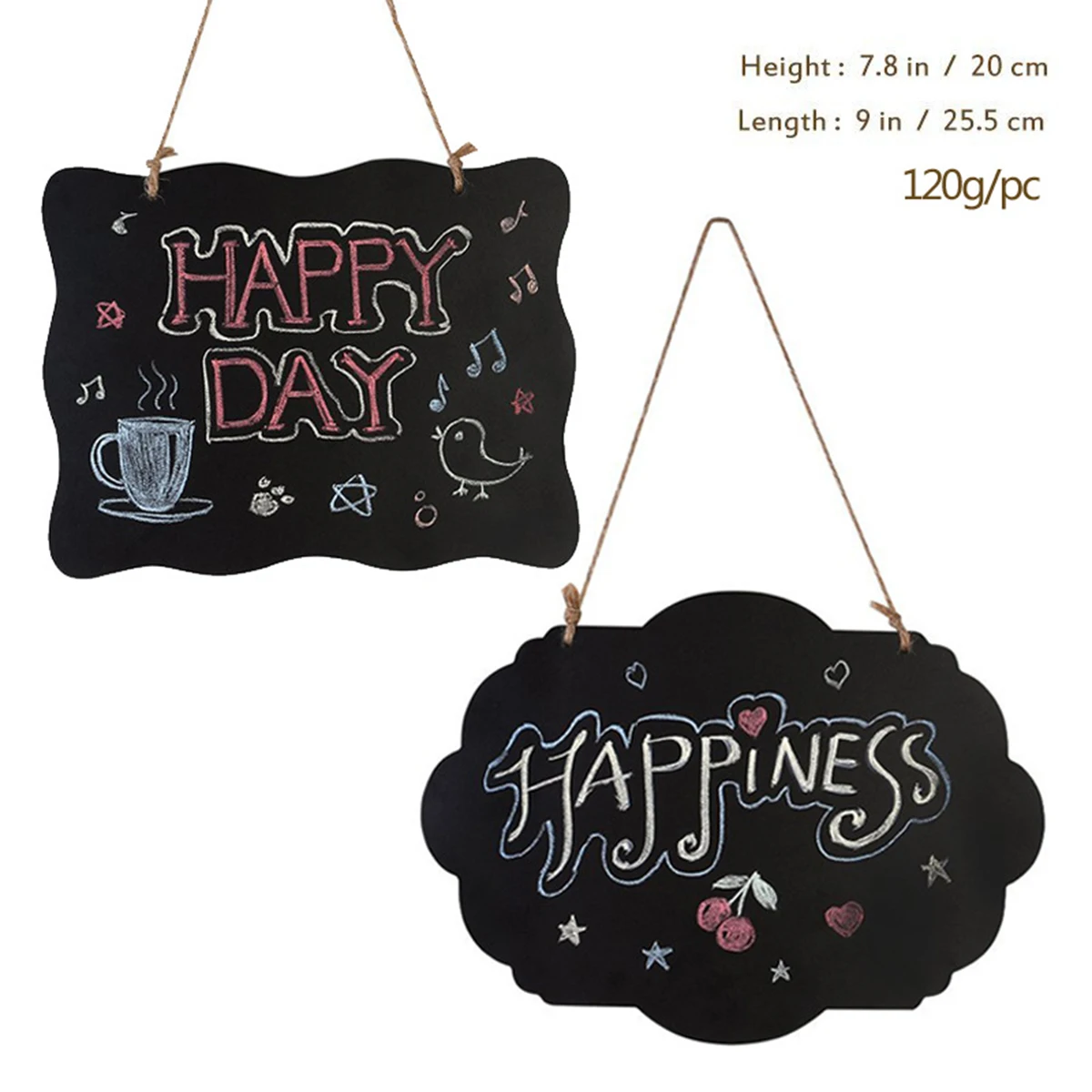 

2pcs Wooden Message Board Creative Double Sided Small Blackboard For Home Decoration Wedding Party Kitchen Use Wavy Border Easy