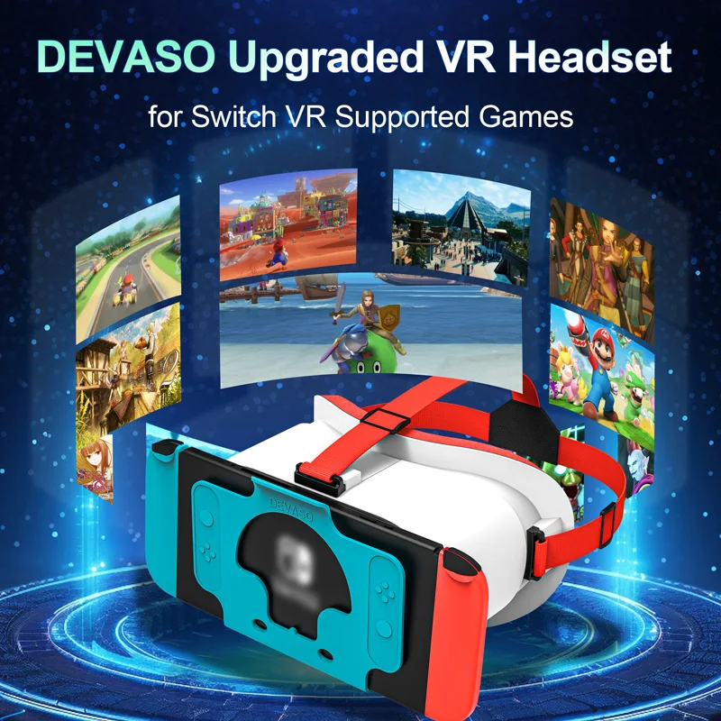 DEVASO For Nintendo Switch VR Headset 3D Glasses Virtual Reality Movies for Switch NS OLED VR Gaming Headband Glasses