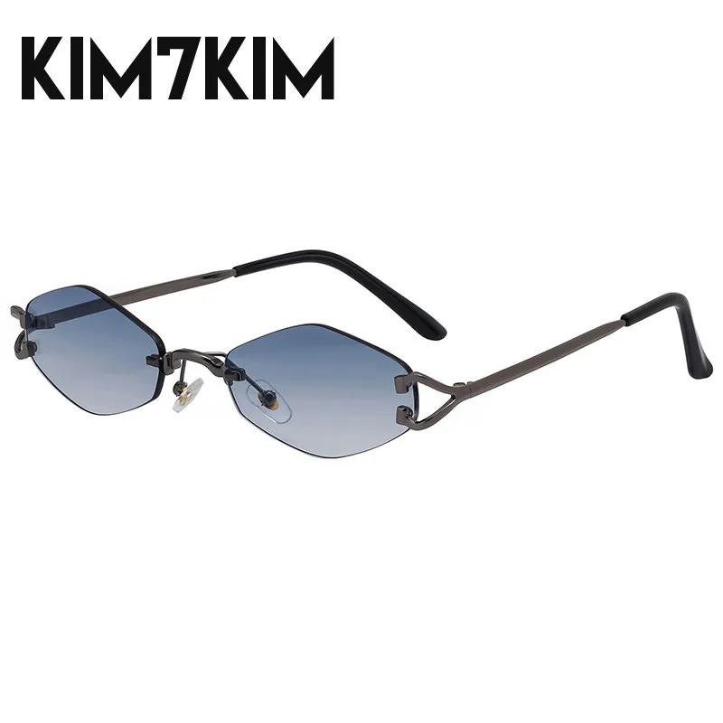 Gafas de sol pequeñas sin montura para mujer, marcas 2024 lujo, diseño Punk clásico, gafas de sol de Metal para mujer, gafas para hombre UV400