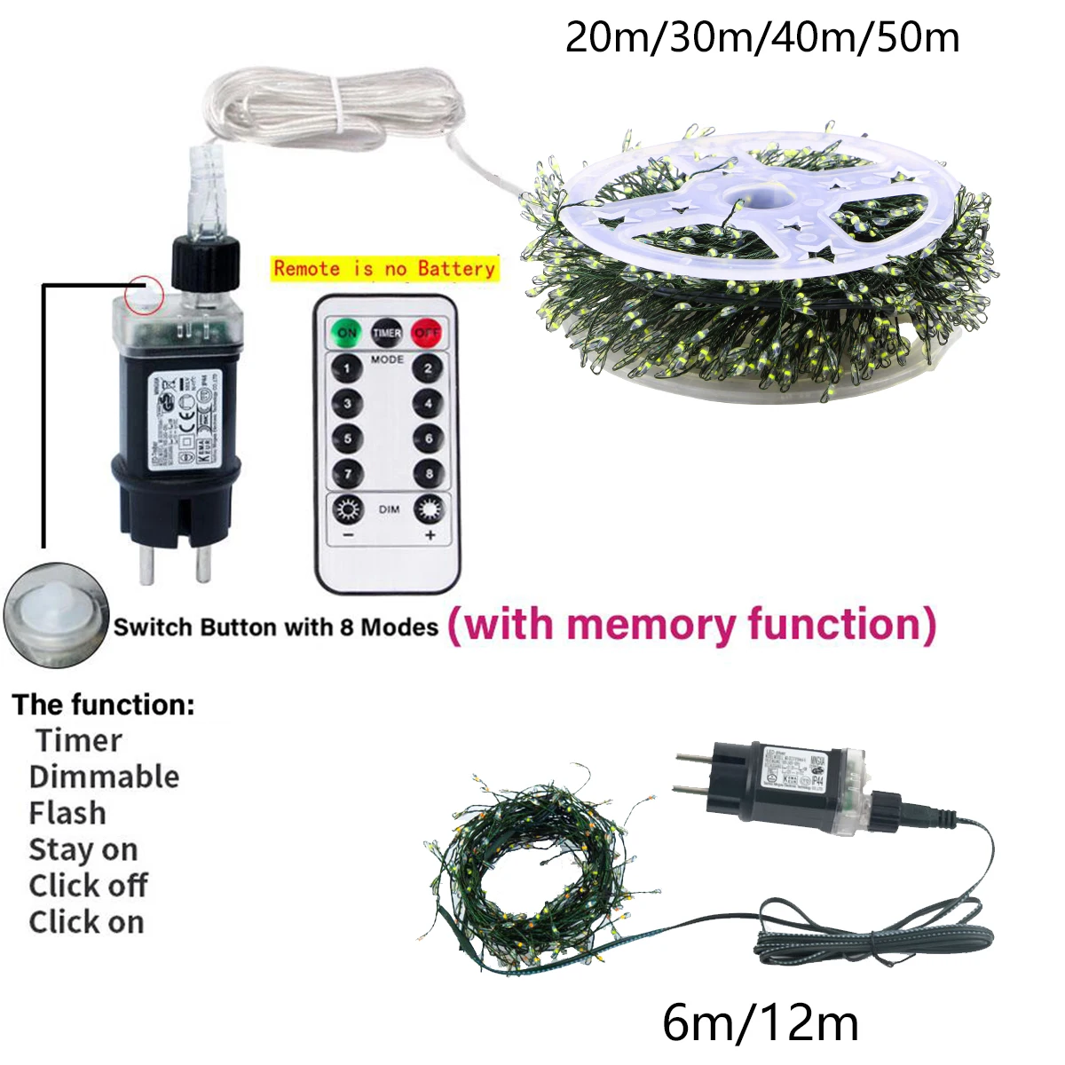 6 متر-75 متر LED العنقودية الألعاب النارية سلسلة أضواء عيد الميلاد الجنية أضواء جارلاند لحديقة حفل زفاف شجرة عيد الميلاد مصباح ديكور