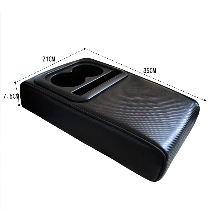 Car PU Leather Universal Armrest Console Extender with 2 Cup Holders  Auto Interior Storage Box  Heightening Pad Tissue Organize