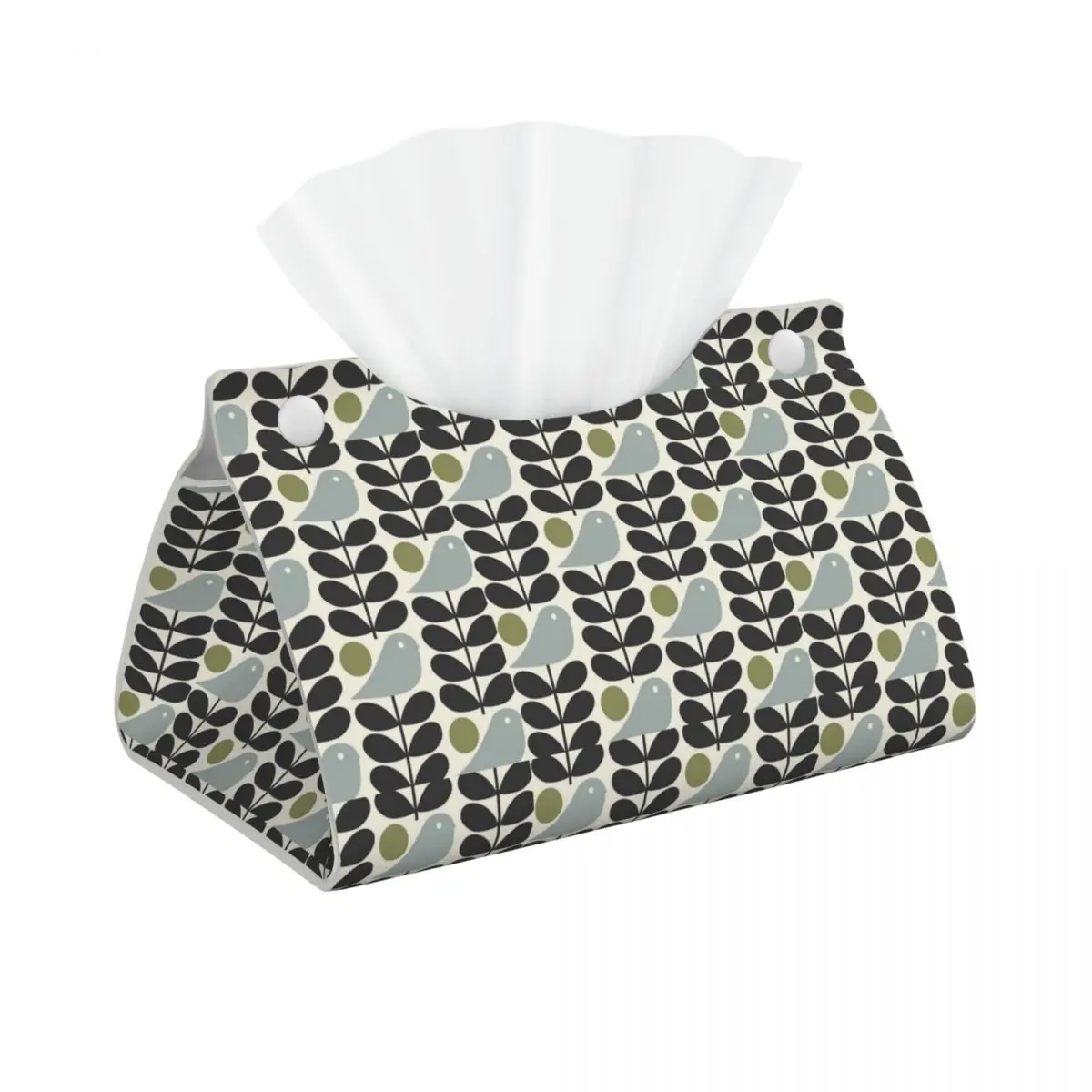 Custom Multi Stem Bird Tissue Box Cover for Toilet Orla Kiely Scandinavian Rectangular PU Leather Facial Tissue Box Holder