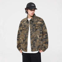 Camouflage Pure Cotton Denim Jacket Men Streetwear Fashion Hip Hop Loose Casual Vintage Hole Denim Varsity Jacket Cowboy Coat