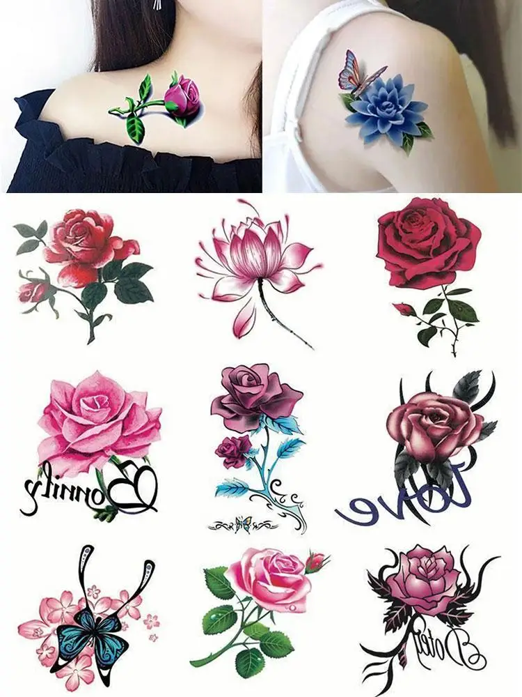 مقاوم للماء زهرة مؤقتة فراشة لصاقات وشم الجسم القابل للإزالة المتاح المرأة مثير طويلة الأمد الرجال ملصق موضة Z0H4 #1