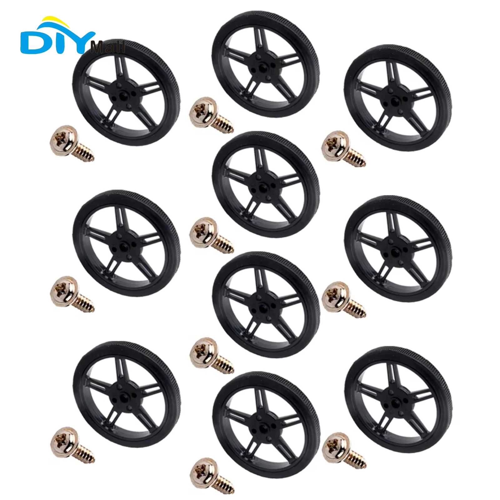 مجموعة عجلات مؤازرة RC - عجلات سيليكون متعبة بقطر 60 مم مع فتحات لولبية مزدوجة 3-40 (10 قطع لـ FS90R)