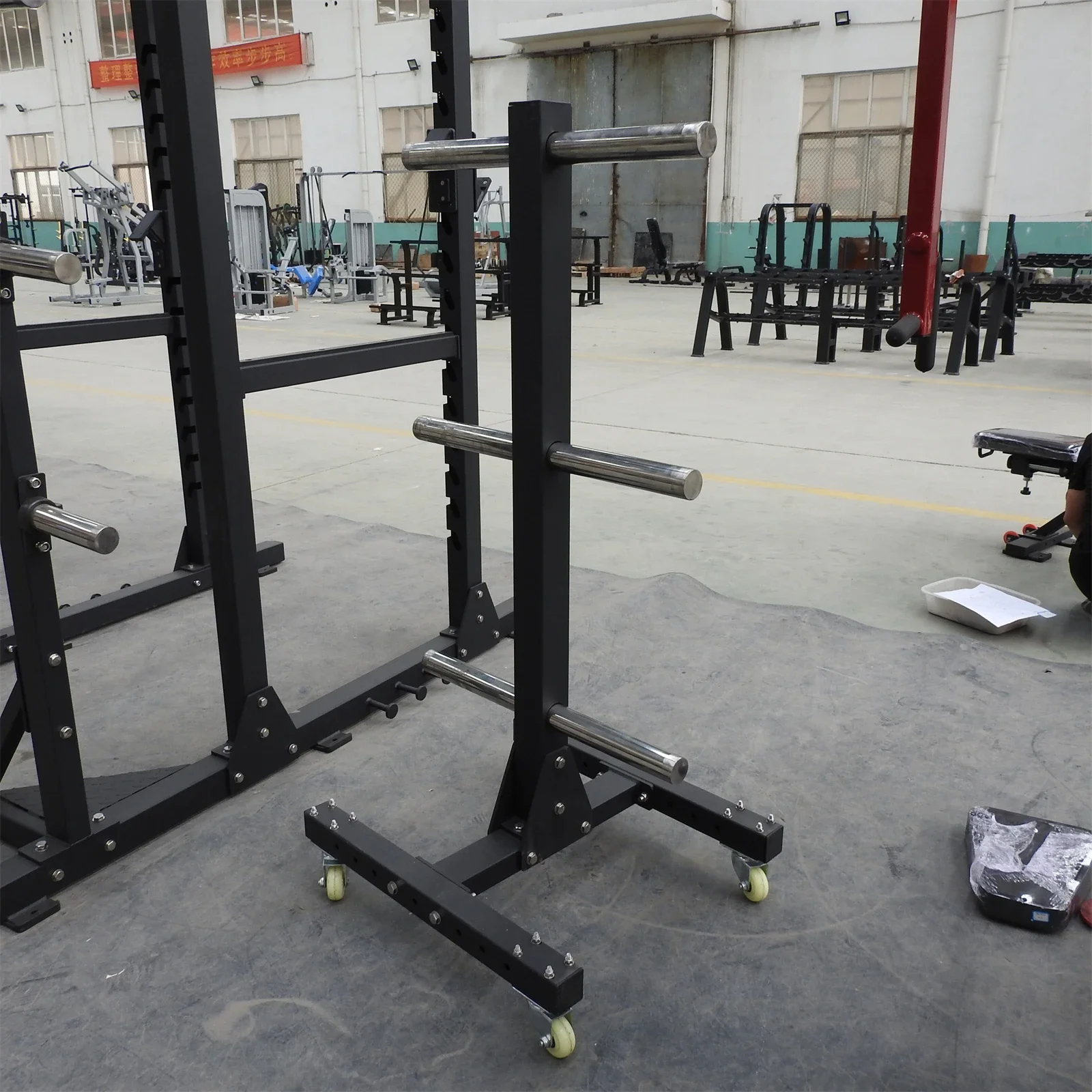 Hot Sale Gym Fitness Equipment Movable Weight Plate Rack 2-sided Weight Plate Storage Rack Strength Training Storage Accessories